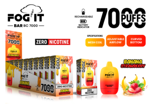 Fog It Bar Zero Nic Bc7000 Rechargeable Disposable 7000 Puffs 15ml – Banana Strawberry